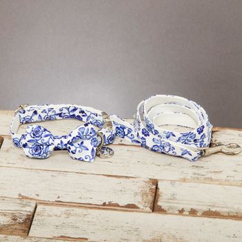 The Richmond Blue And White Floral Bow Tie And Lead, 7 of 7