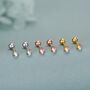 Sterling Silver Moonstone 18 G Screw Back Stud Earrings, thumbnail 1 of 12