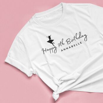 Girls Personalised Ballet Dancer Birthday T Shirt, 3 of 4
