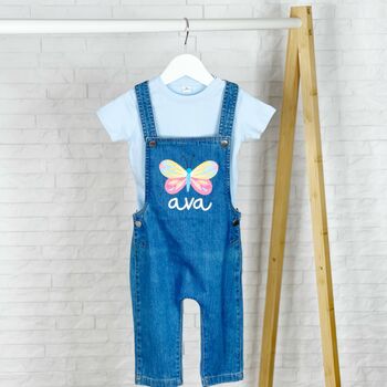 Butterfly Personalised Baby/Kids Denim Dungarees, 5 of 6