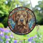 Labrador Chocolate Stained Glass Effect Suncatcher, thumbnail 3 of 6