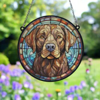 Labrador Chocolate Stained Glass Effect Suncatcher, 3 of 6