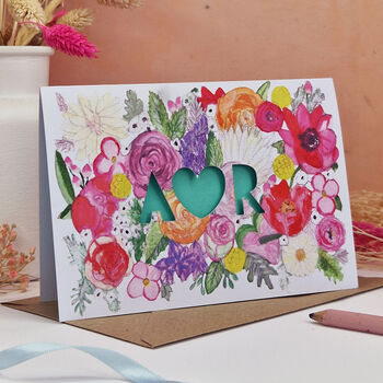 Watercolour Floral Papercut Wedding Card, 5 of 9