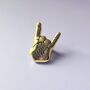 Rock Hand Sign Enamel Pin Music Lover Gift, thumbnail 1 of 4