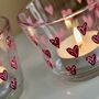 Pink Heart Hand Painted Tea Light Holders, thumbnail 3 of 6