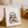 Adorable Sloth Illustrated Animal Print For Children, thumbnail 1 of 5