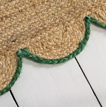 Scallop Jute Rug With Pink Stripe, 6 of 7