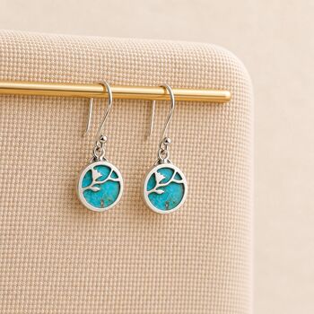 Sterling Silver Turquoise Flower Drop Earrings – 9mm, 3 of 8
