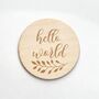 Wooden Baby Announcement Hello World Engraved Sign, thumbnail 2 of 9