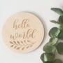 Wooden Baby Announcement Hello World Engraved Sign, thumbnail 4 of 9