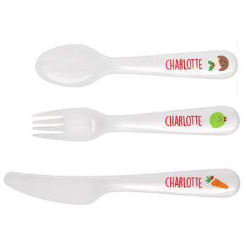 Personalised 'First Christmas Dinner' Three Piece Plastic Cutlery Set, 3 of 3