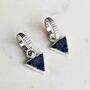 'Triangle' Lapis Lazuli Sterling Silver Hoop Earrings, thumbnail 1 of 5