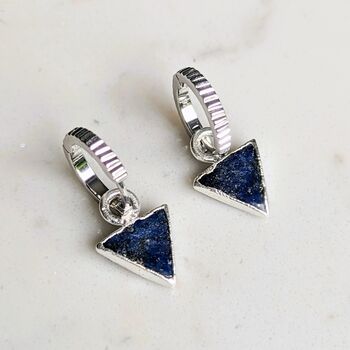 The Triangle Lapis Lazuli Earrings, Silver, 3 of 5