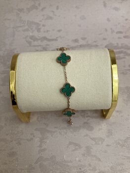 Rose Gold Green Clover Bracelet, 5 of 6