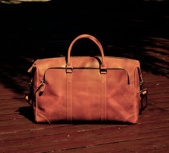 Genuine Leather Duffel With Zip Pocket, 2 of 12