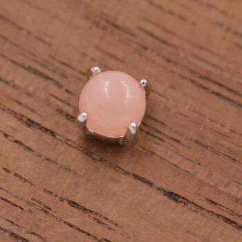 Sterling Silver Pink Opal Tiny Stud Earrings, 7 of 12