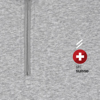 Ski Suisse Grey Half Zip Ski Snowboard Sweatshirt, 2 of 5