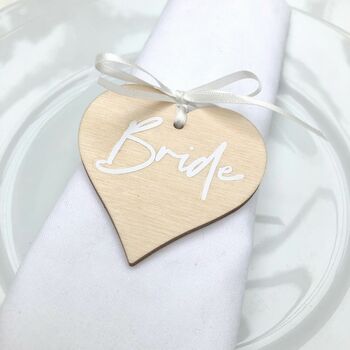 Wooden Heart Place Card Setting Personalised Favour, 6 of 12