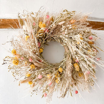Dried Flower Wreath With Strawberry Thistles, 5 of 5