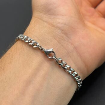 Personalised Name, Date, Symbols Cuban Link Chain Bracelet, Curb Chain, 8 of 10