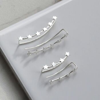 Sterling Silver Star Ear Climbers, 2 of 11