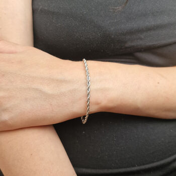 Rope Chain Shiny Silver Minimalist Elegant Bracelet, 2 of 5