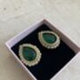 Emerald Green Gold Pearl Stud Earrings, thumbnail 2 of 7