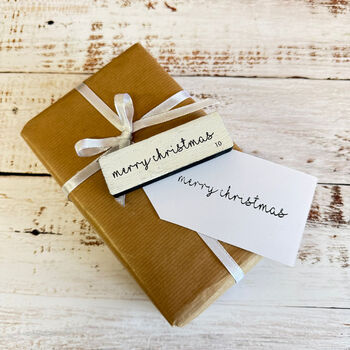 Large Merry Christmas Rubber Stamp For Holiday Crafting D10, 3 of 5