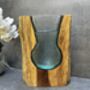 Huge Heavy 31cm Molten Glass Wedge Vase On Teak Root Flower Holder, thumbnail 4 of 12