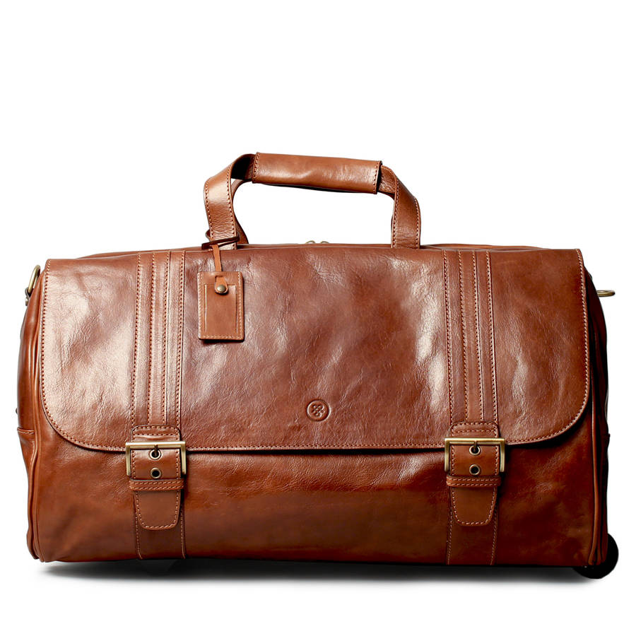Luxury Mens Wheeled Leather Travel Bag. &#39;dino L&#39; By Maxwell Scott Bags | 0