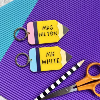 Personalised Teacher Gift Pencil Keyring, 5 of 5