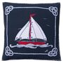 Navy Blue Wool Boat And Rope Cushion, thumbnail 1 of 2