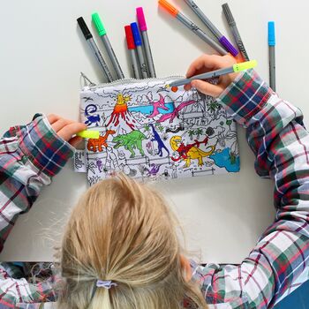 Dinosaur Pencil Case Kit + 10 Pens, Colour And Learn, 6 of 8