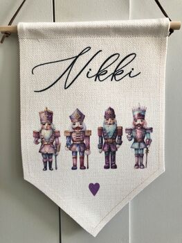 Christmas Pink Nutcracker Flag Personalised, 2 of 4