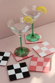 Cute Checkerboard Coaster Set Of Two, 3 of 12