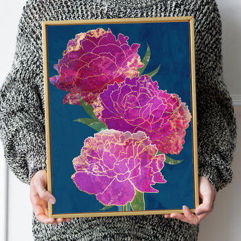 Custom November Birth Flower Peonies Art Print, 3 of 7