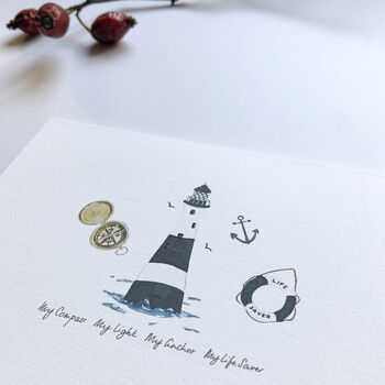 ‘My Compass’ Hand Illustrated Love Anniversary Card, 2 of 2