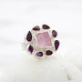 Morganite And Rhodolite Gemstone Sterling Silver Ring, thumbnail 1 of 7