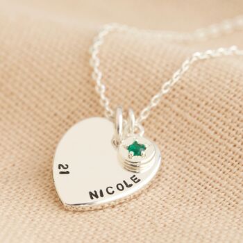 Personalised 21st Birthday Heart Birthstone Necklace, 9 of 12