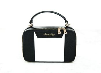 'Belle' Black And White Leather Saffiano Grab Bag, 4 of 4