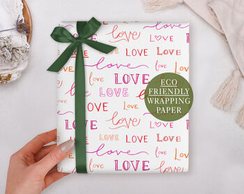Valentine Wrapping Paper With Love Pattern, Three Sheet Pack, 2 of 3