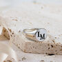 Monogram Initials Round Silver Signet Ring, thumbnail 2 of 10