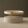 Handmade Double Tulip White Marble Footed Serving Tray, thumbnail 1 of 2