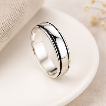 Personalised Slim Sterling Silver Spinner Ring, 3 of 12