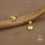 Sterling Silver Rainbow Flower 18 G Screw Back Earrings With Ball Backs, thumbnail 5 of 12