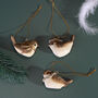 G Decor Set Of Three Cute Golden Songbird Trio Handcrafted Festive Bird Christmas Tree Hanging Decorations, thumbnail 2 of 5