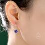 Dangle Sapphire Blue Cz Huggie Hoop Earrings, thumbnail 1 of 11