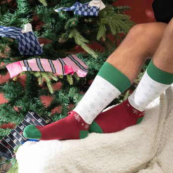 Tri Blue And Snowflake White Men's Socks Bundle, 3 of 5