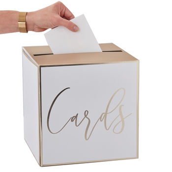 Card Holder Wedding Post Box White And Gold Foiled, 2 of 3