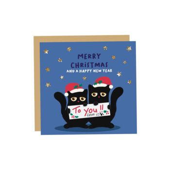 4pk Cute Cat Christmas Cards, 4 of 5